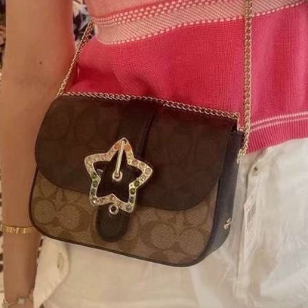 NWT COACH C7013 Gemma Crossbody In Blocked Signature Canvas With Star Buckle - Picture 13 of 16